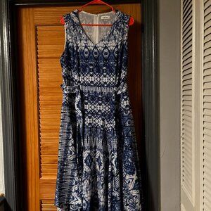 Calvin Klein Blue and White Asymmetrical Dress